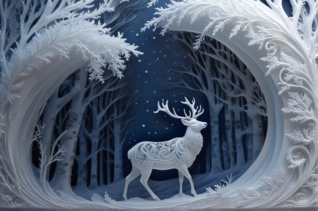 Paper-Cut Art of a Serene Winter Landscape