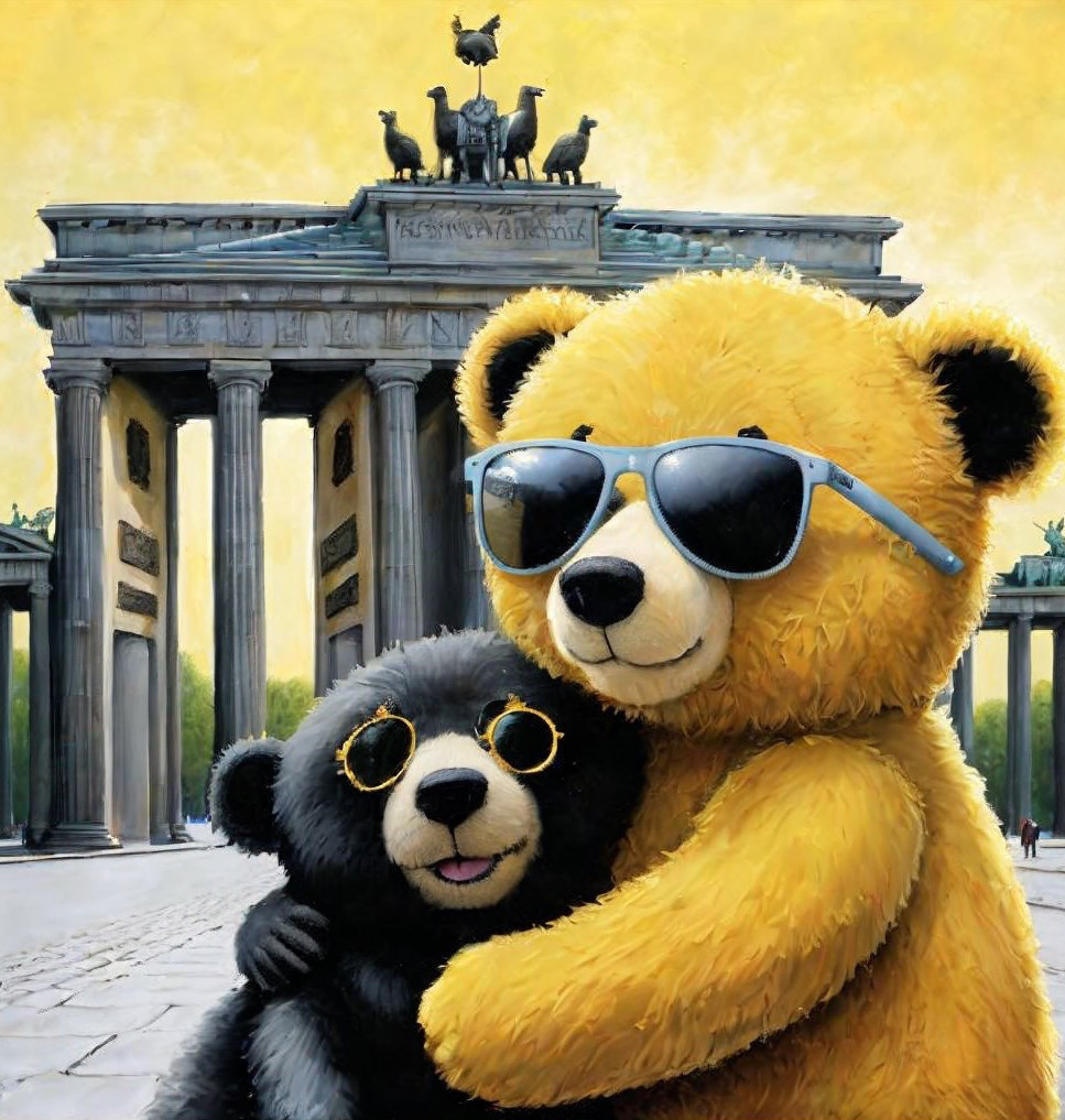 Cartoon Bears with Sunglasses at Brandenburg Gate