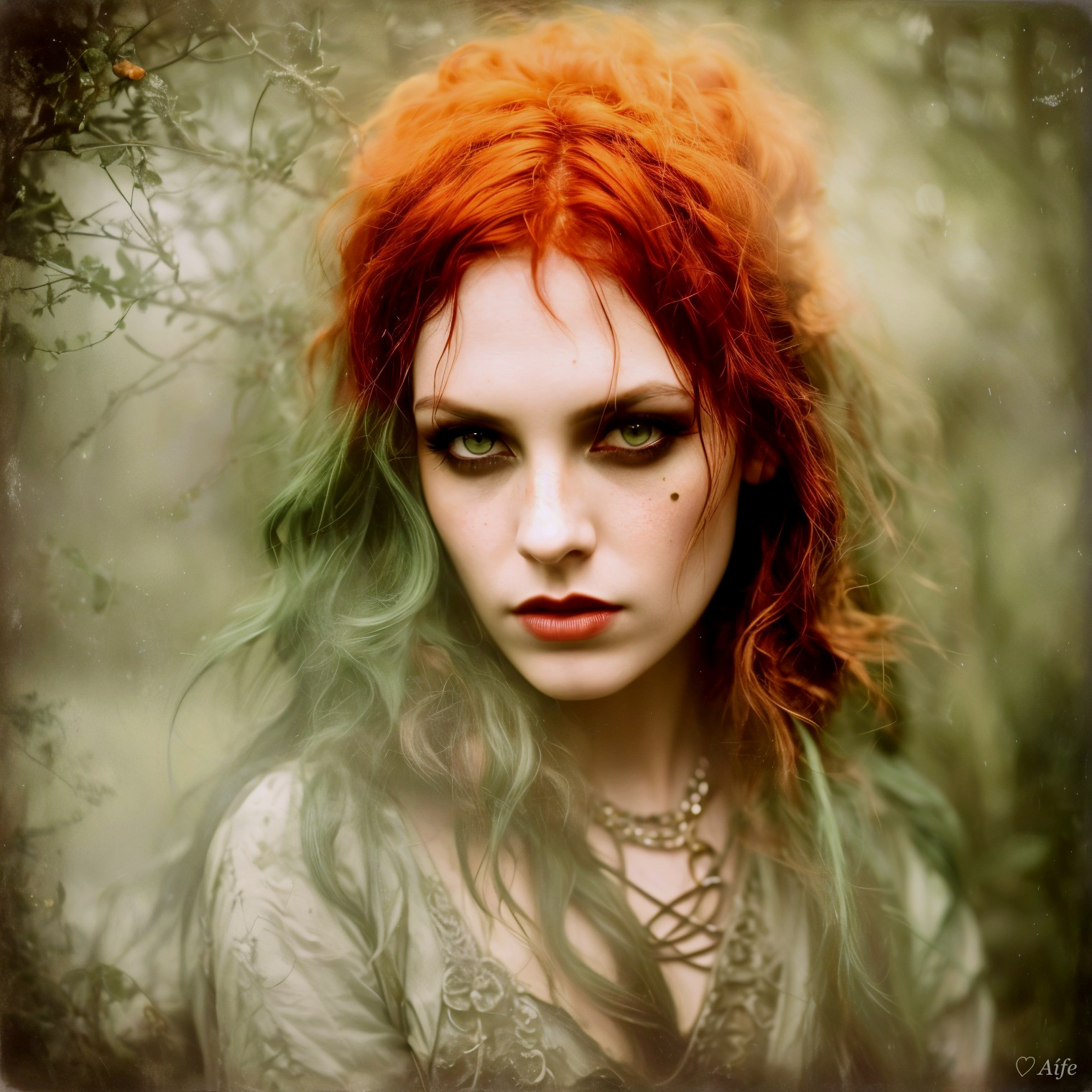 Portrait of a Young Woman in Enchanted Forest Setting