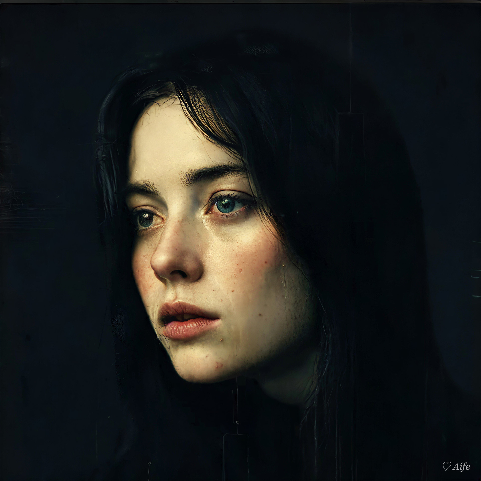 Close-up Portrait of a Young Woman with Freckles