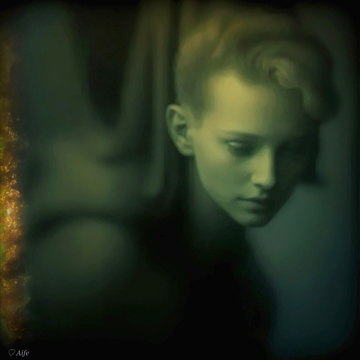 Ethereal Vintage Portrait of a Contemplative Woman