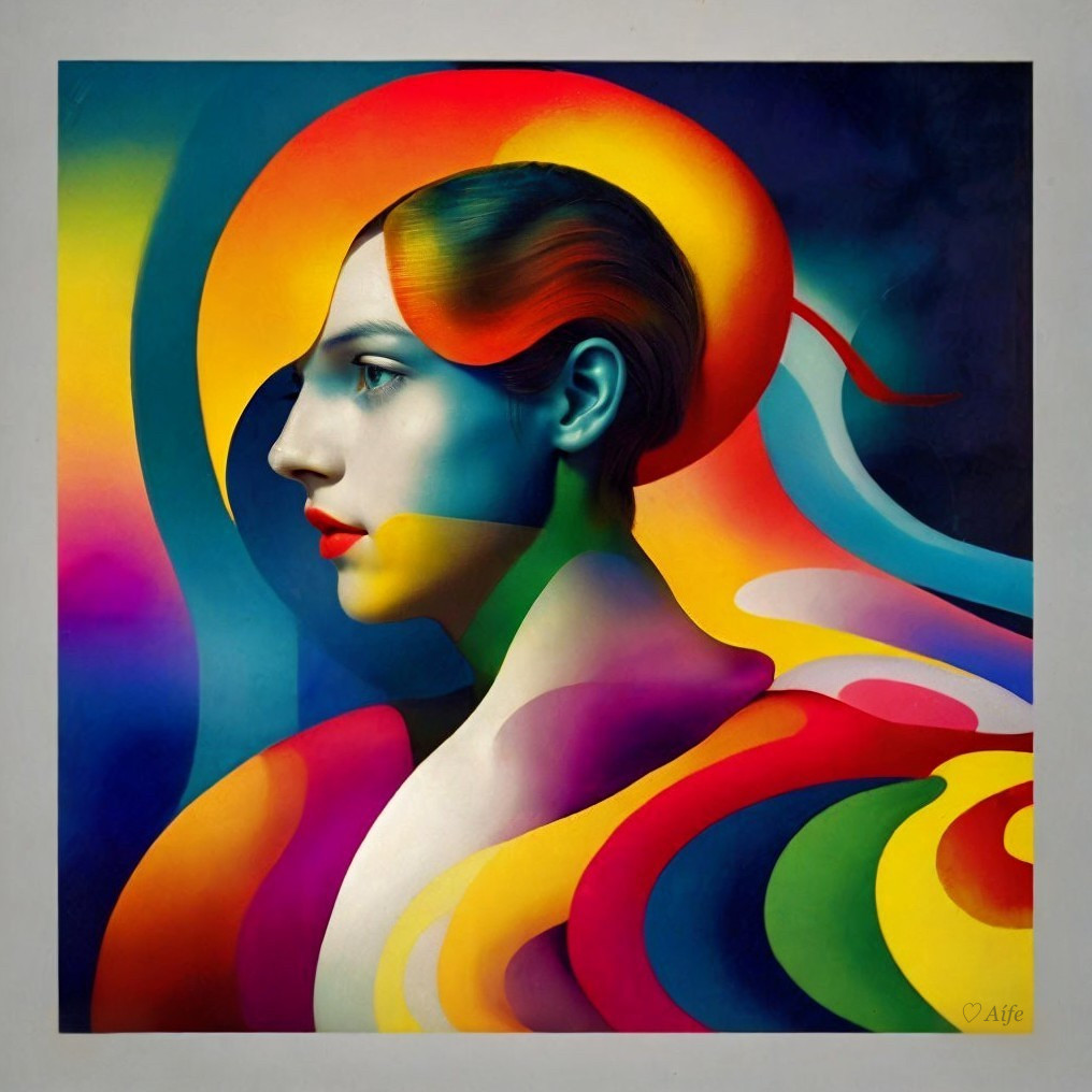 Stylized Profile of a Woman with Vibrant Colors