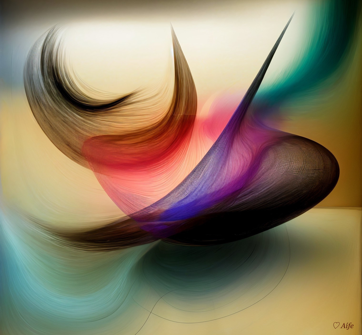 Abstract Composition of Swirling Colors and Forms
