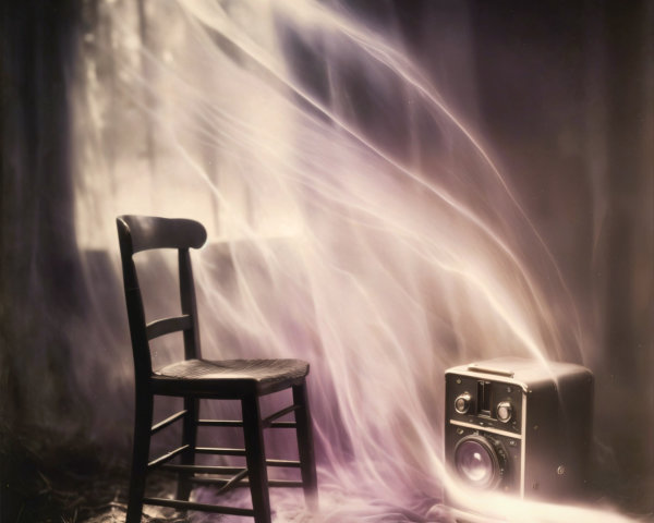 Wooden Chair and Vintage Speaker in Serene Forest