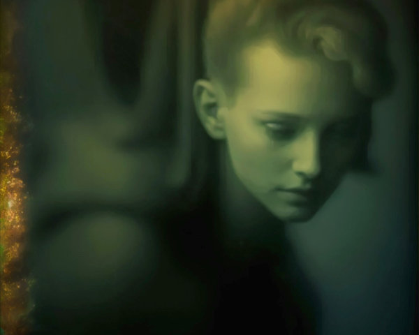 Ethereal Vintage Portrait of a Contemplative Woman