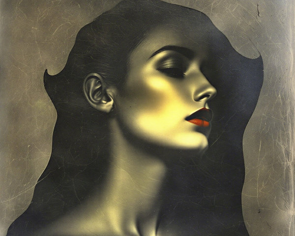 Profile of a Woman with Elegant Features and Tranquility