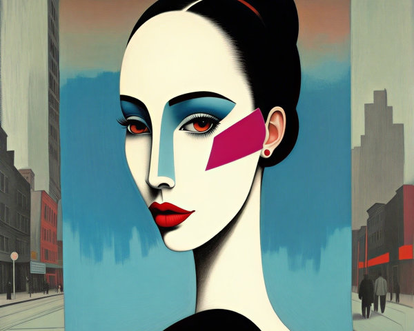 Stylized Portrait of a Woman with Bold Makeup