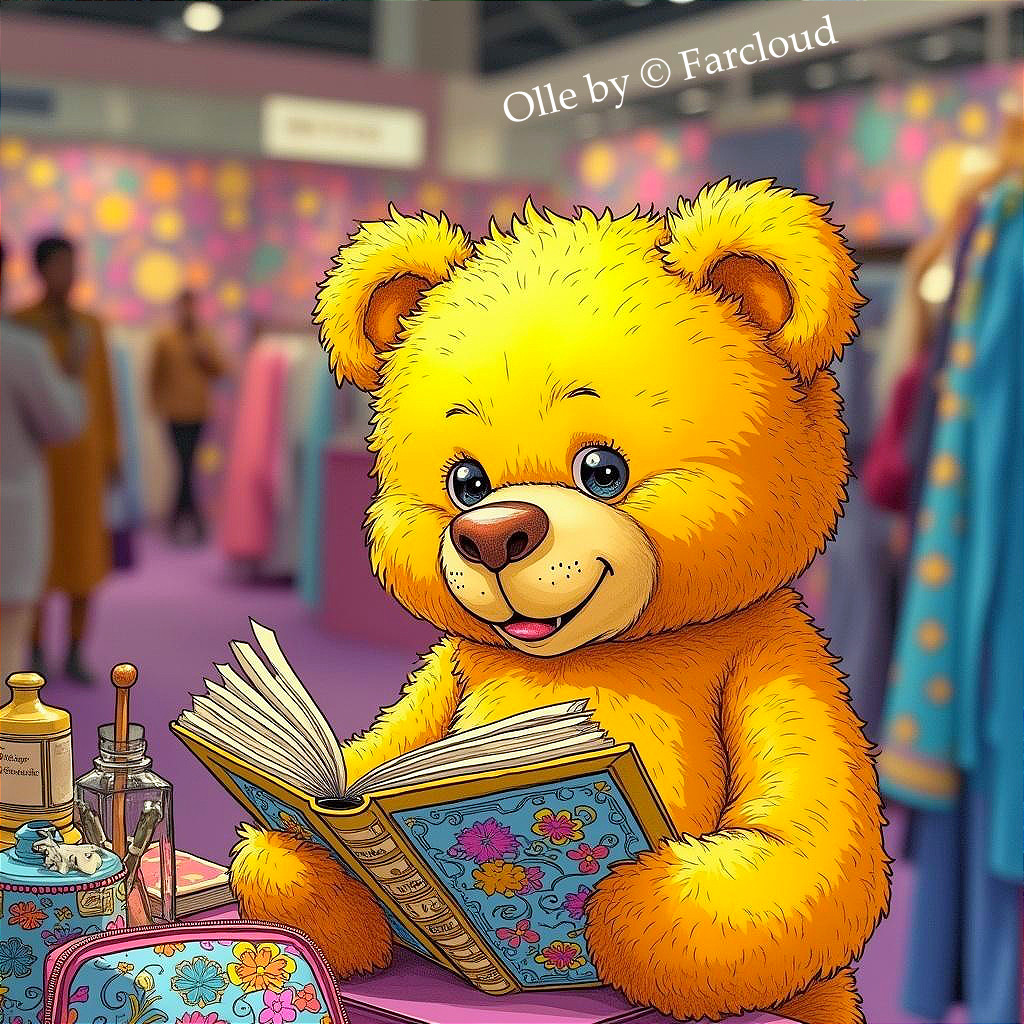 Cheerful Yellow Bear Reading a Colorful Storybook