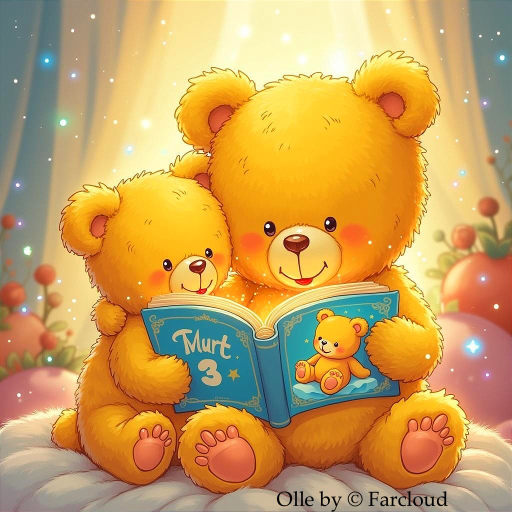 Teddy Bears Reading in a Whimsical Cozy Setting