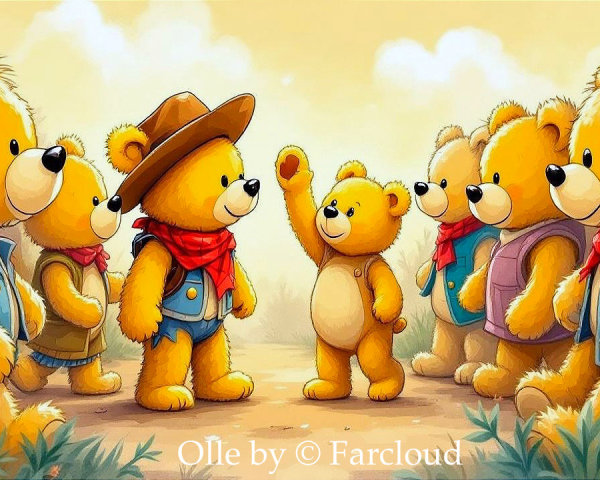 Cheerful Teddy Bears in a Sunlit Forest Gathering