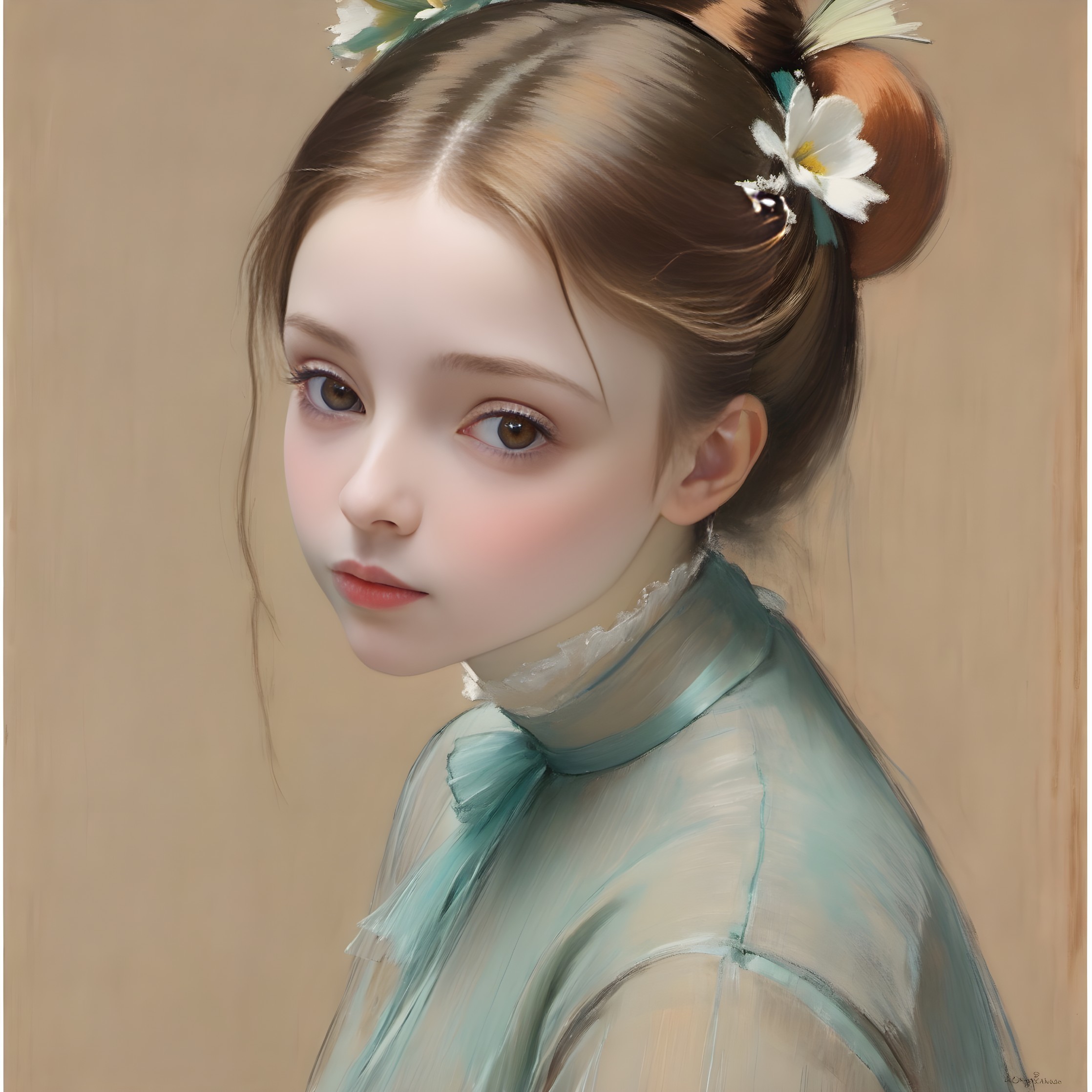 Delicate Portrait of a Young Girl with Expressive Eyes