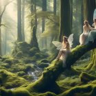 Ethereal Fairies in a Lush Enchanted Forest Scene