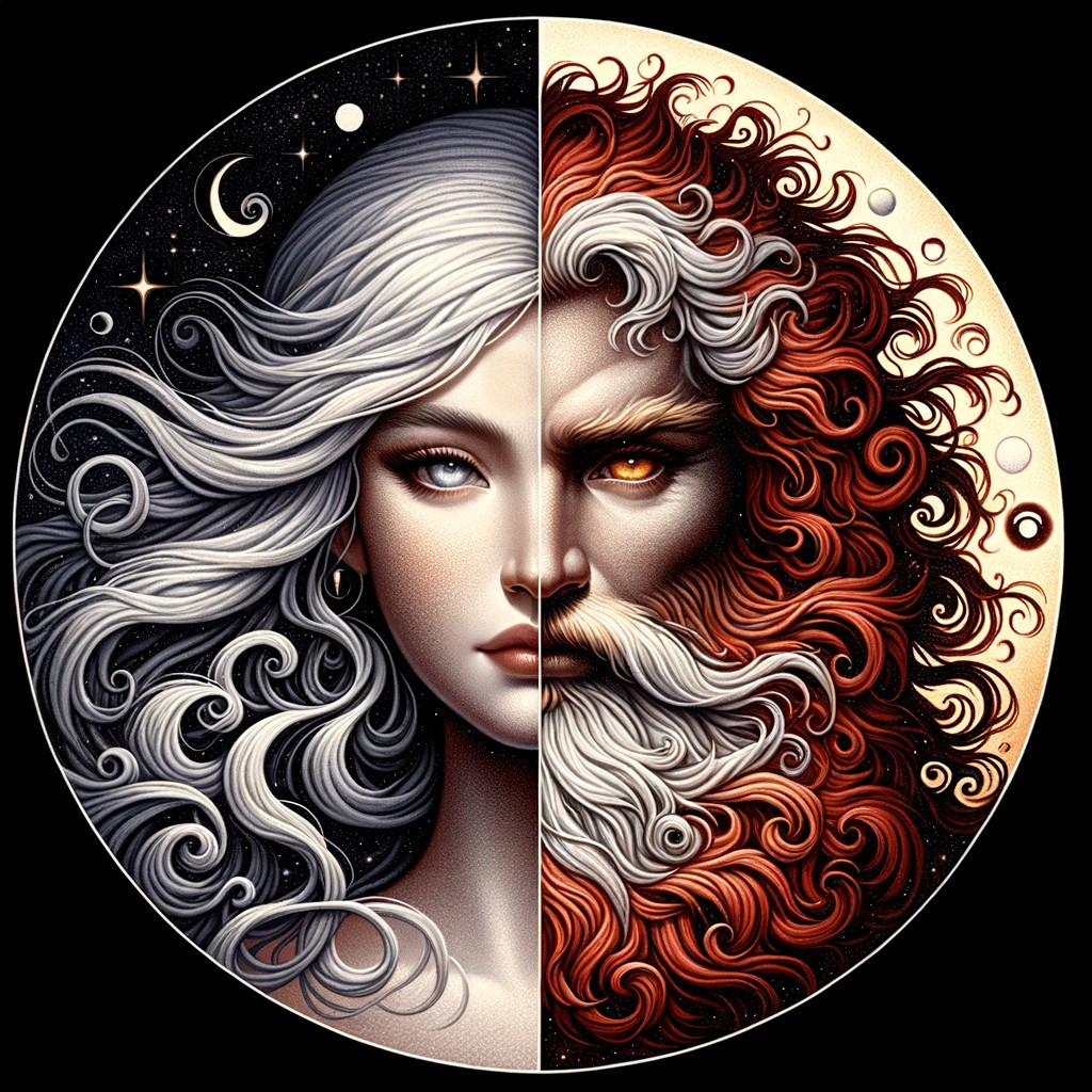 Celestial Duality: A Split Face Journey