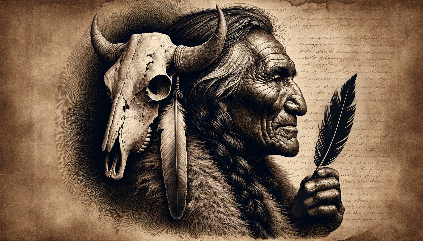 Profile of Indigenous Elder with Symbolic Elements