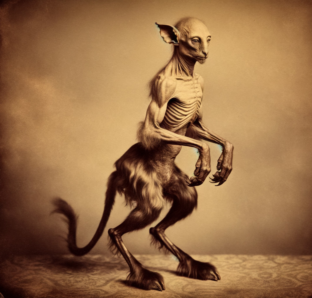 Surreal Creature with Elongated Skeletal Body