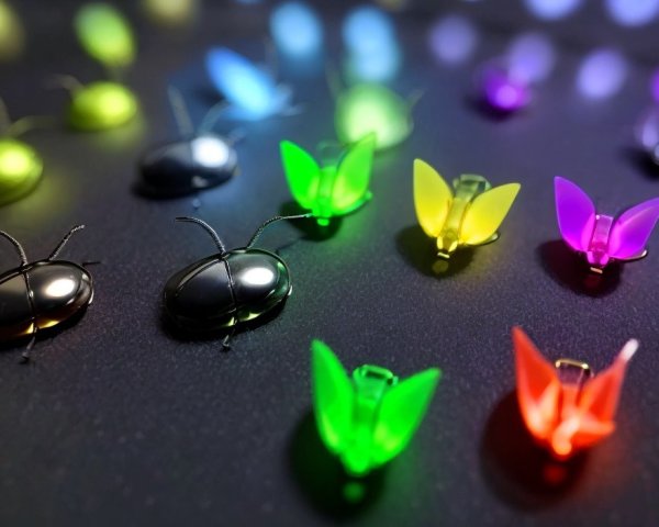 Vibrant Artificial Butterfly Decorations on Dark Surface