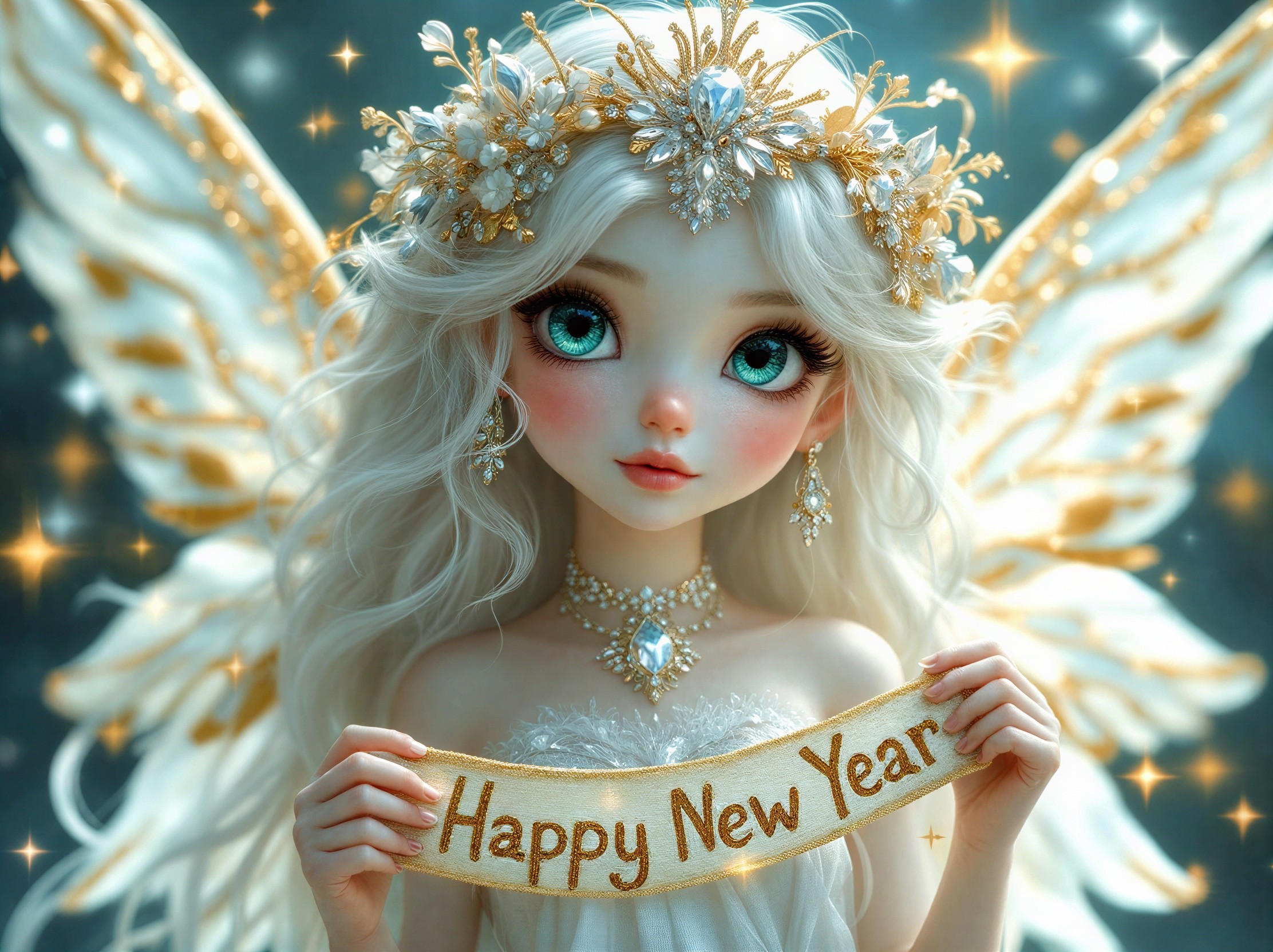 Realistic CGI Close-Up of a Christmas Angel Doll