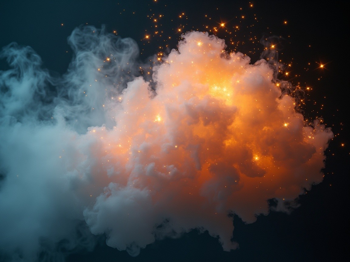 Vibrant Orange and White Dramatic Cloud Formation