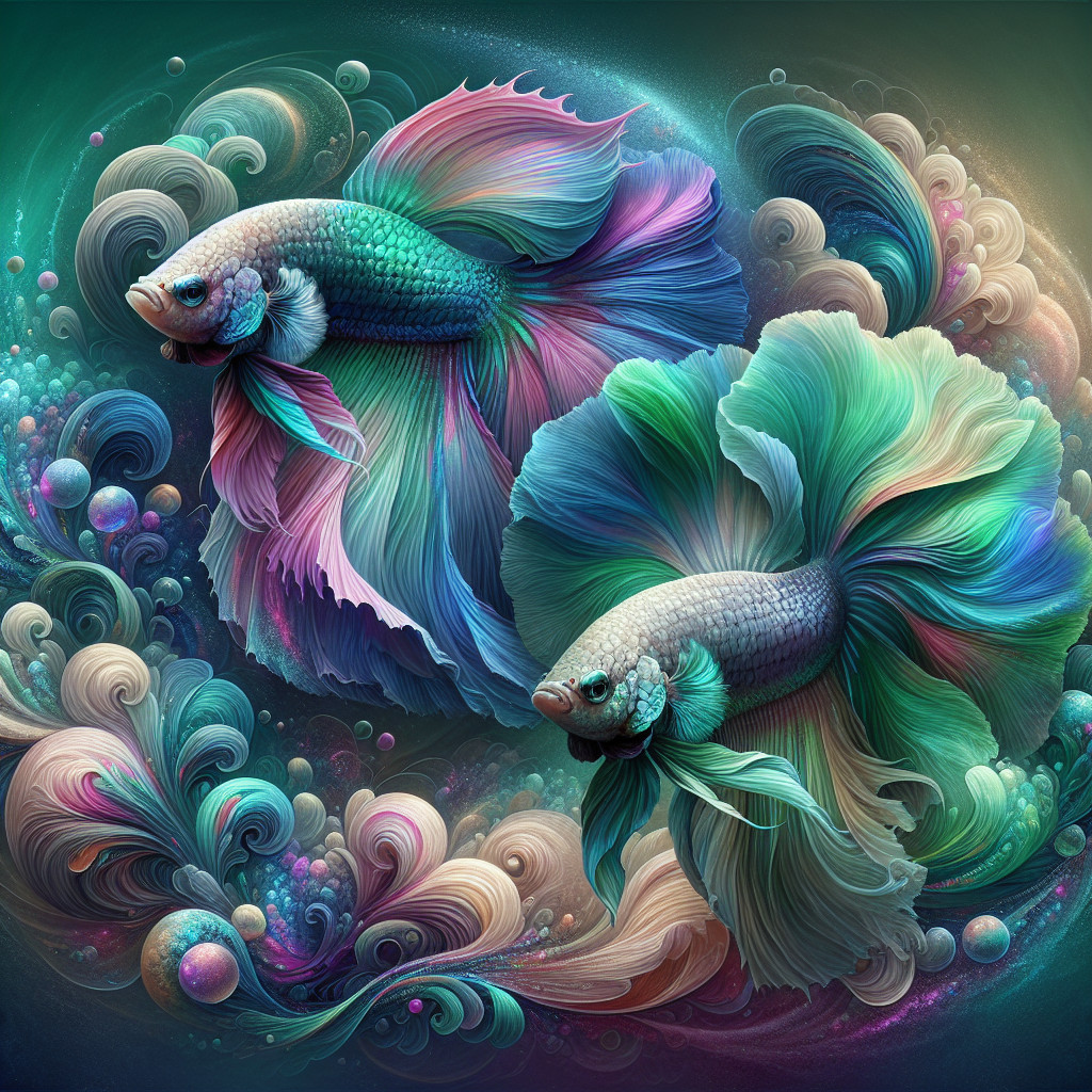 Vibrant Betta Fish in Colorful Flowing Patterns