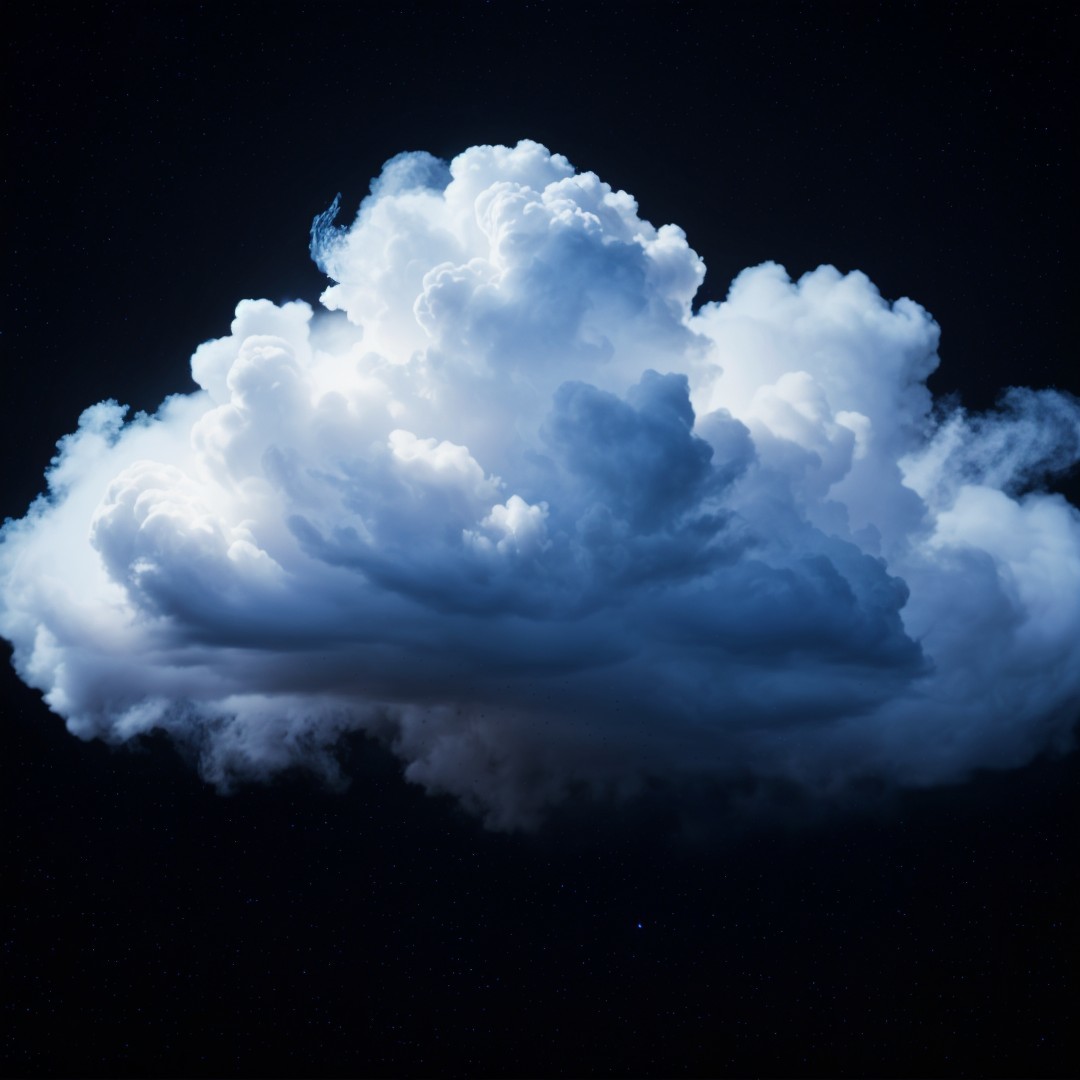 Luminous Cloud Against Dark Starry Background