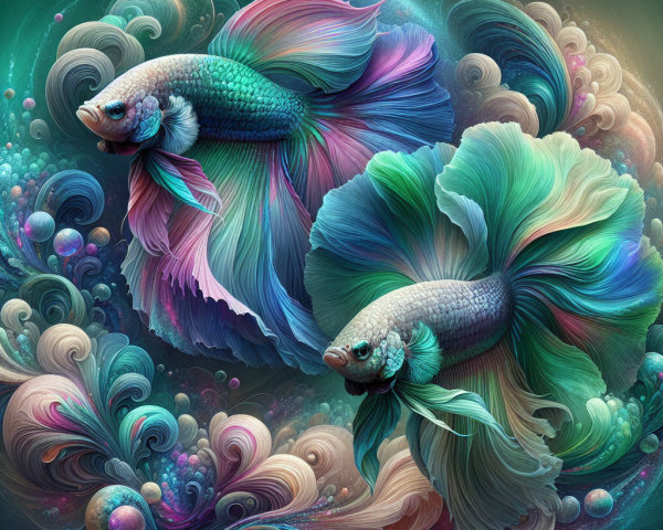 Vibrant Betta Fish in Colorful Flowing Patterns