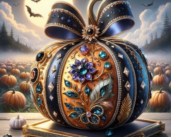 Ornate Pumpkin with Jewels and Gold Detailing