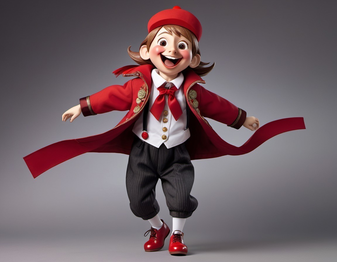 Cheerful Animated Character in Vibrant Red Attire