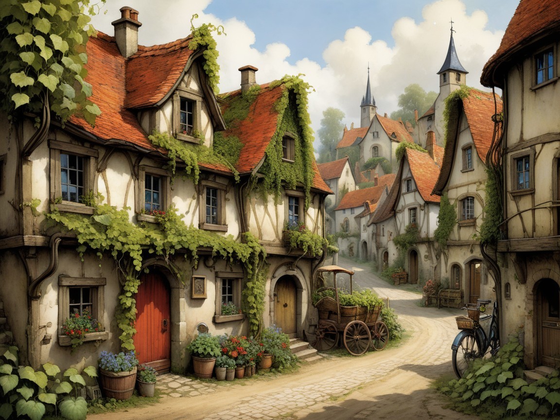 Charming Medieval Village with Cobblestone Streets