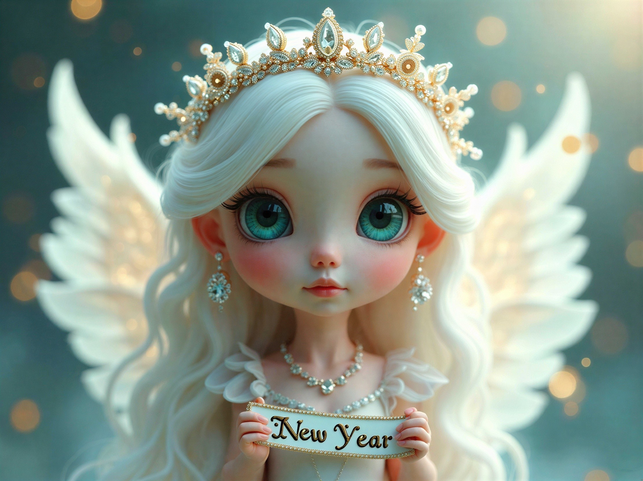 Stylized Digital Painting of an Angelic Chibi Doll