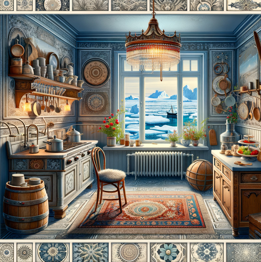 Cozy Vintage Kitchen with Warm Wood and Tile Patterns