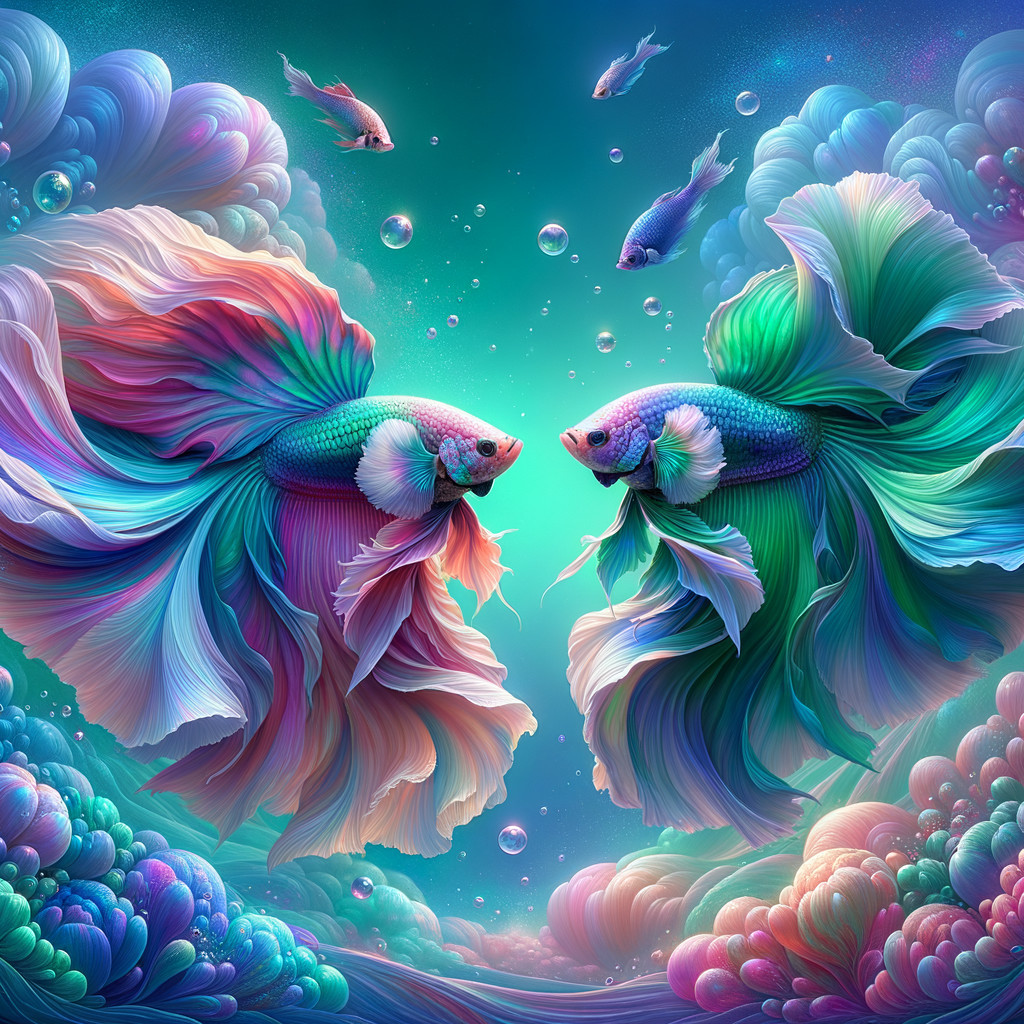 Vibrant Betta Fish in a Dreamy Underwater Scene