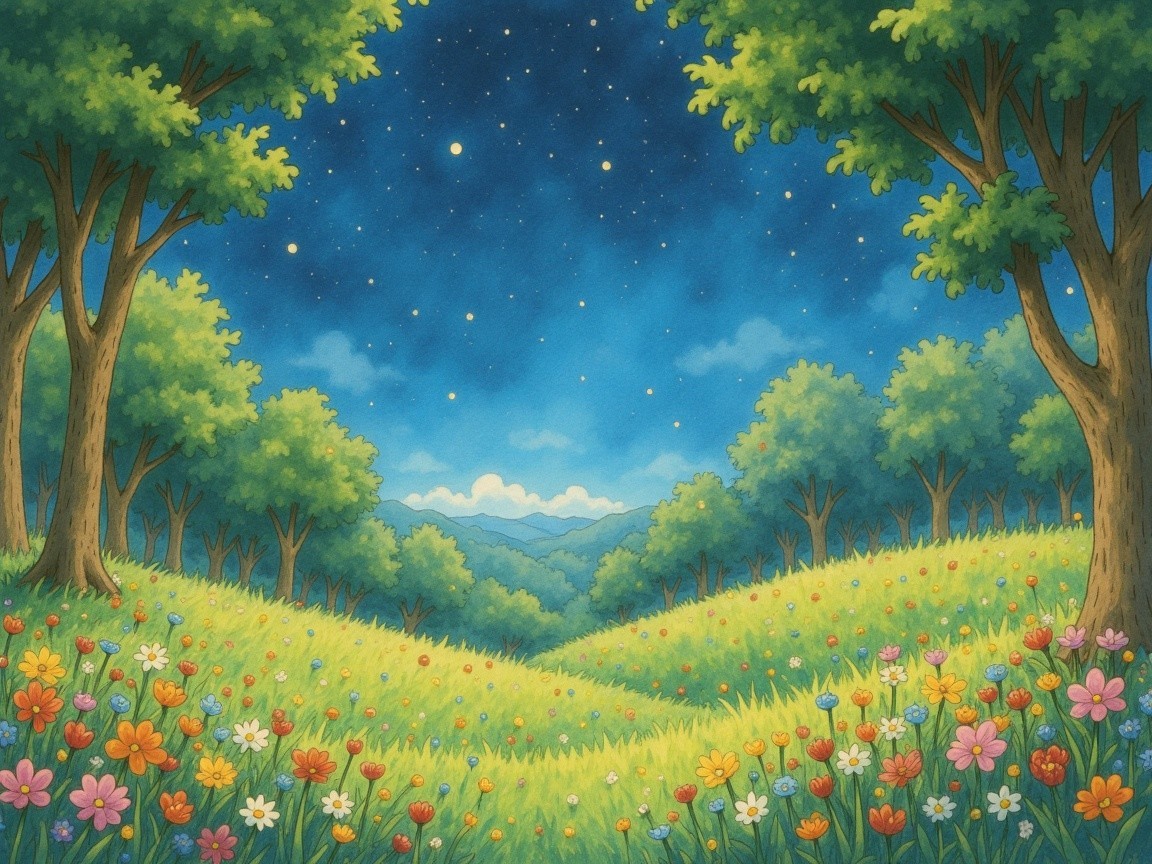 Vibrant Landscape of Hills and Colorful Wildflowers
