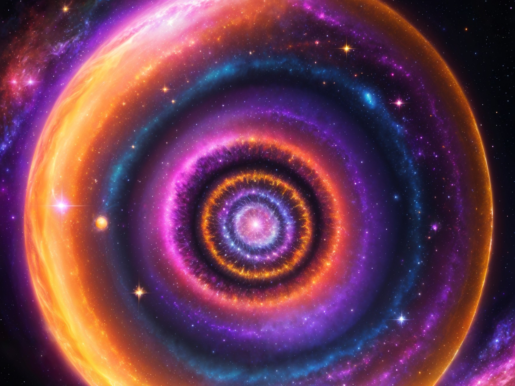 Cosmic Vortex with Vibrant Purple, Pink, and Orange
