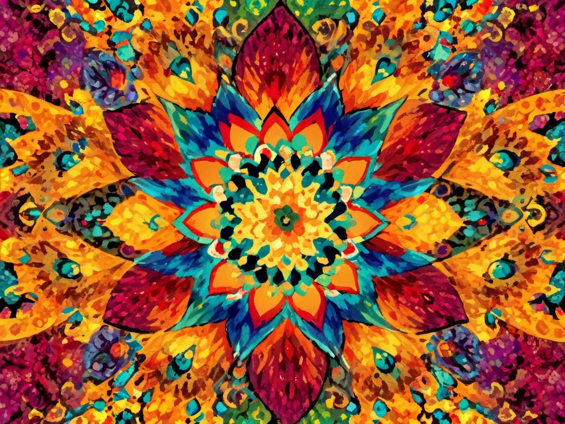 Vibrant Mandala Design with Central Flower and Colors