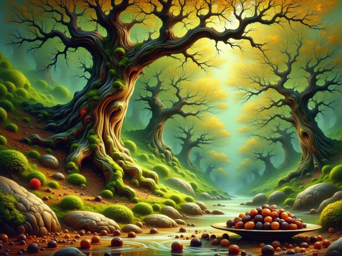 Autumn Forest with Vibrant Trees and Stream