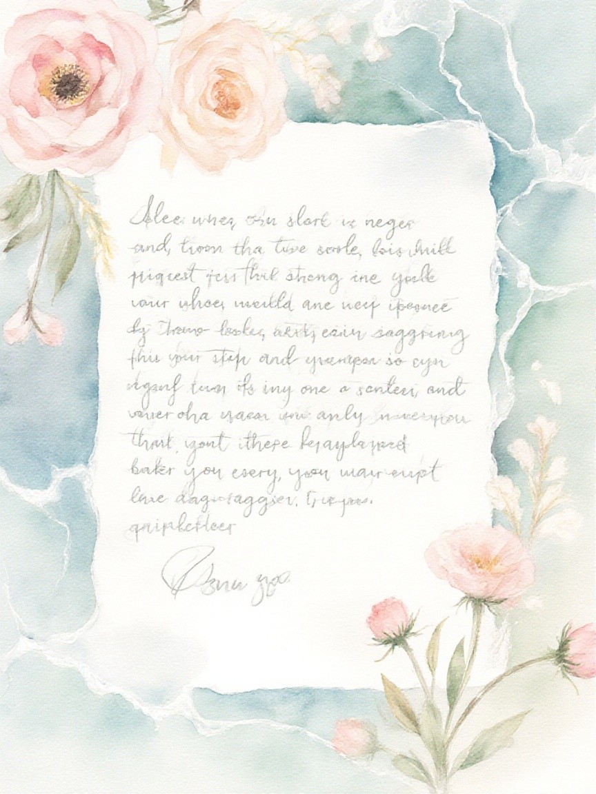 Watercolor Floral Illustration with Handwritten Note