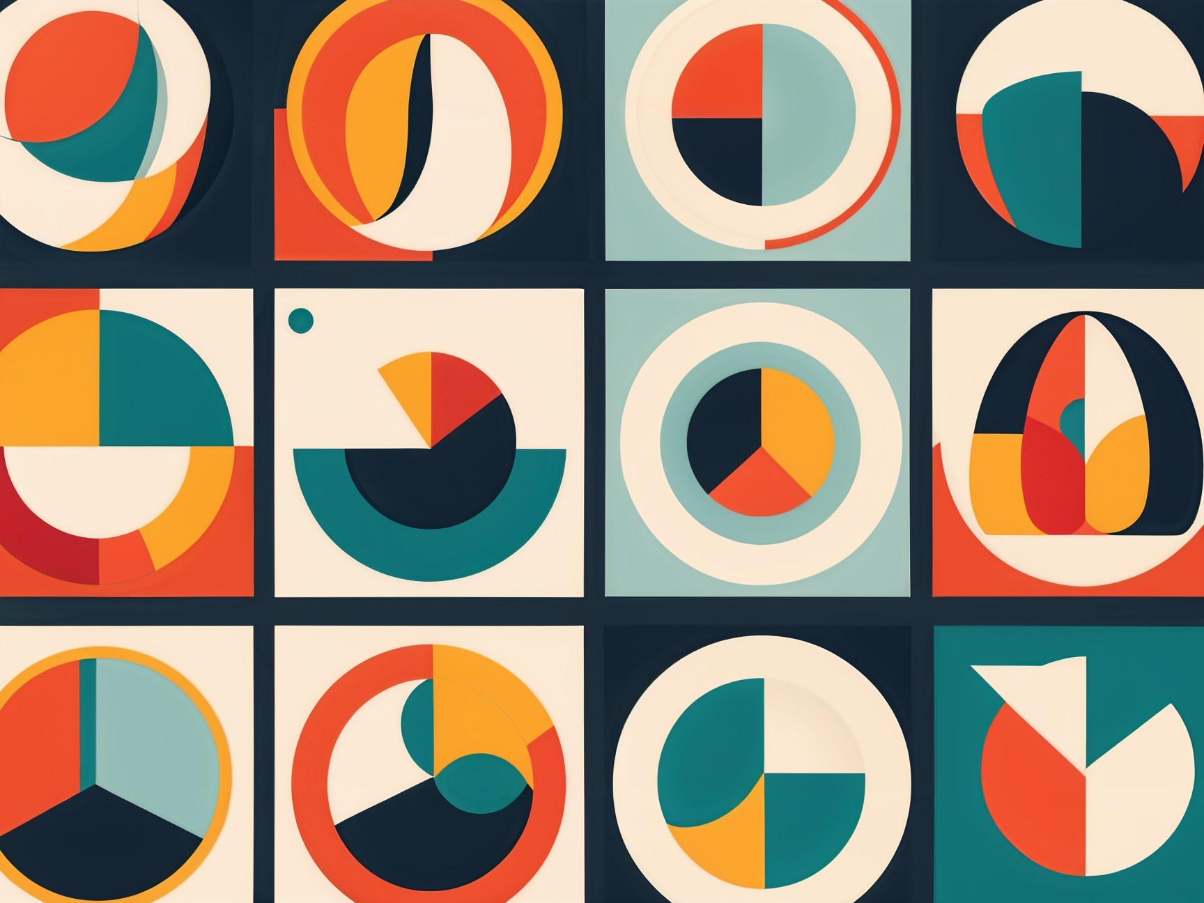 Vibrant Geometric Shapes in Bold Colors and Patterns