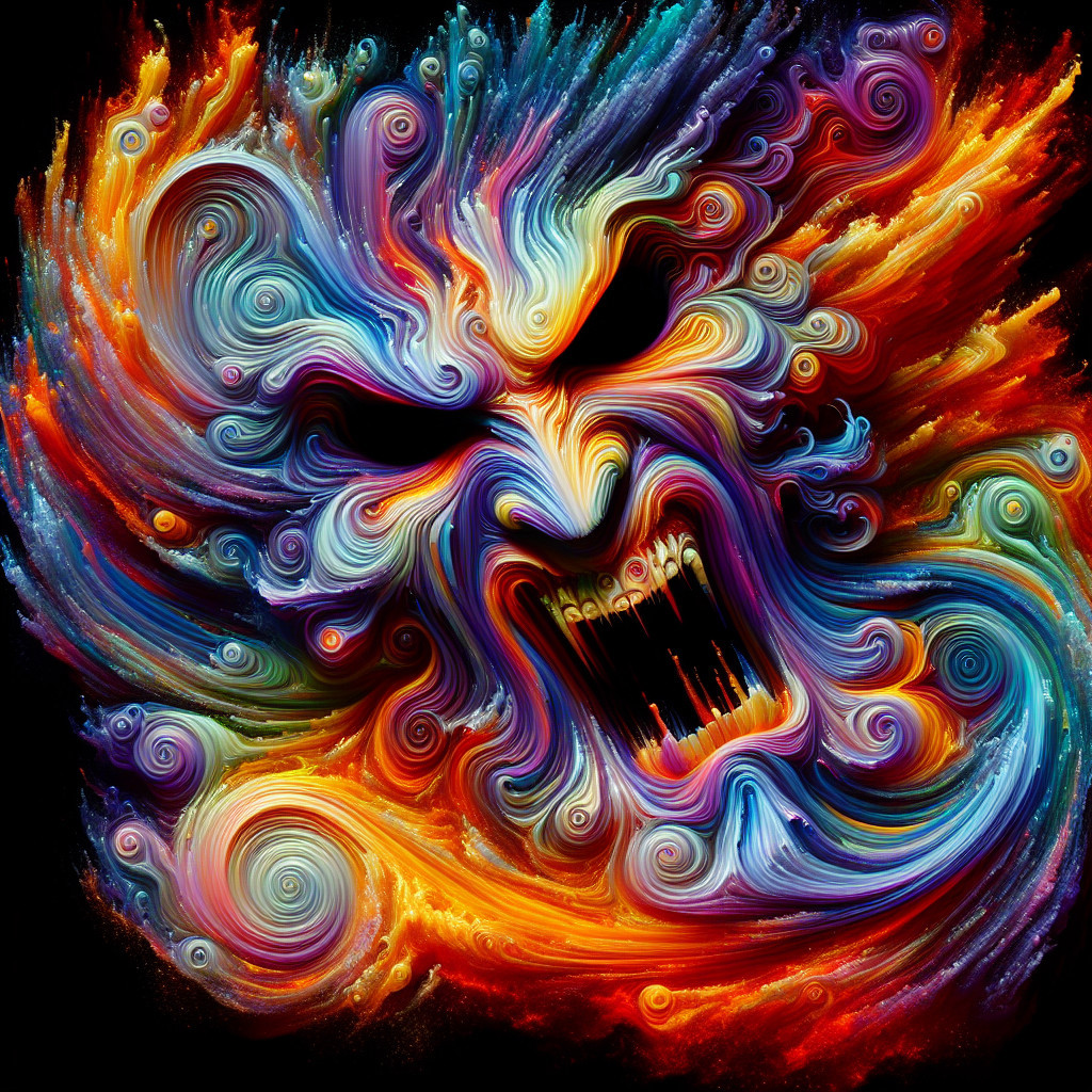 Abstract Composition with Intense Distorted Face