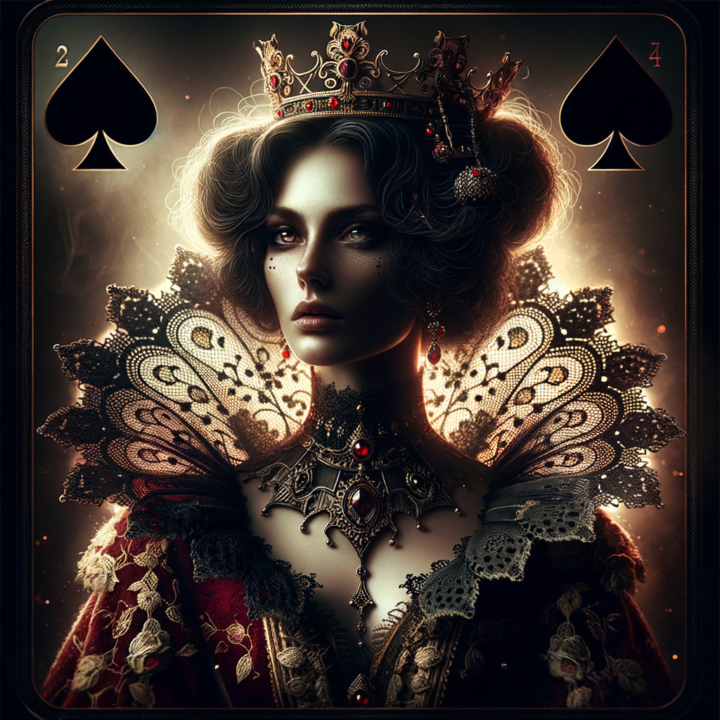 Regal figure in vintage attire against smoky backdrop