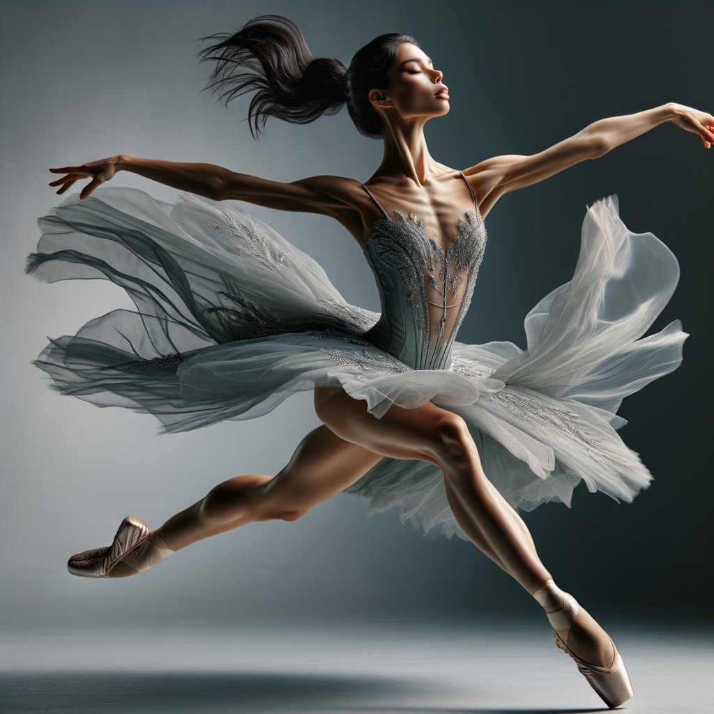 Ballet Dancer in Gray Tutu Capturing Elegance and Poise