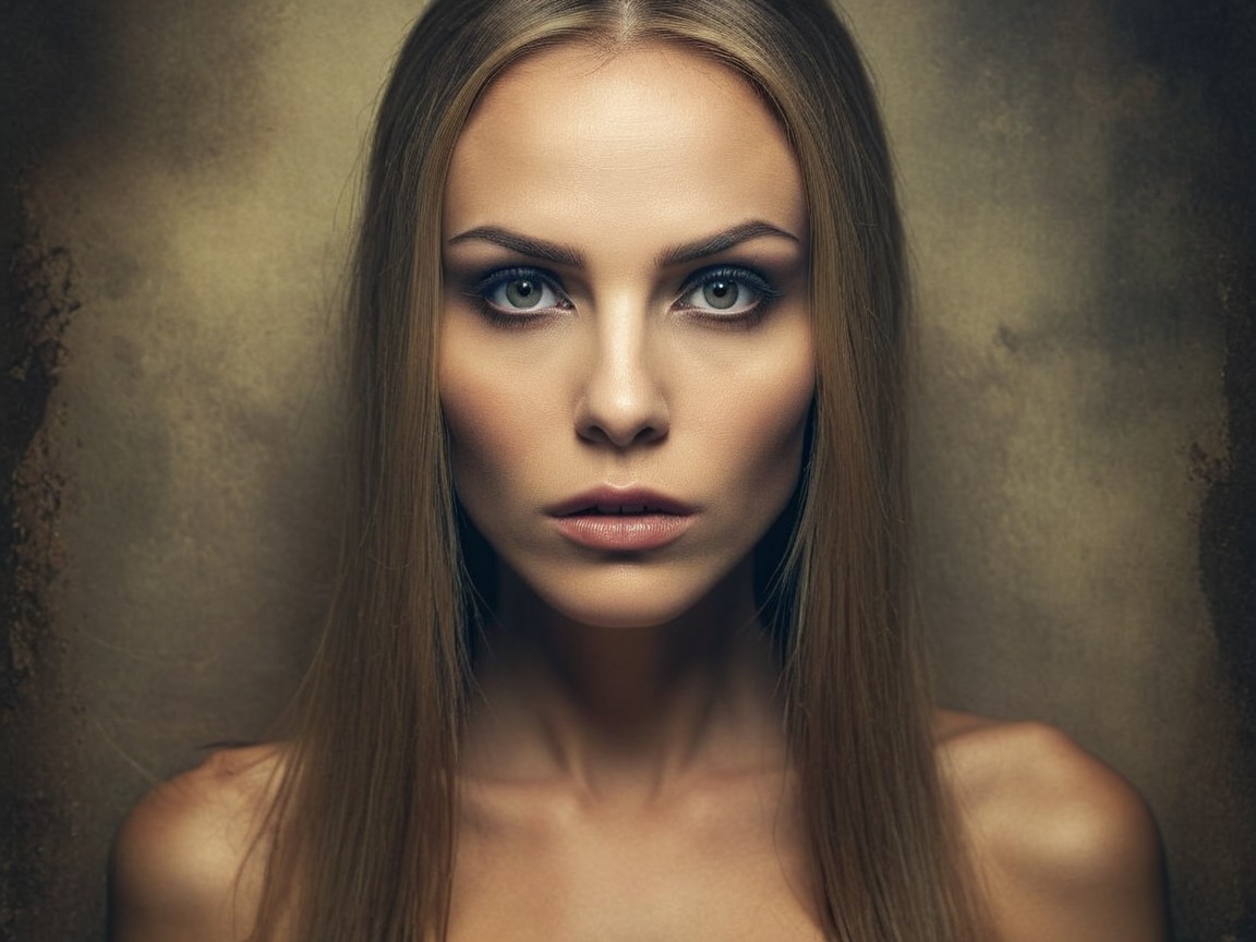 Portrait of a Woman with Blonde Hair and Blue Eyes