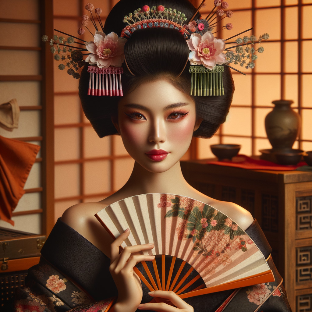 Serene Portrait of a Young Woman Styled as a Geisha