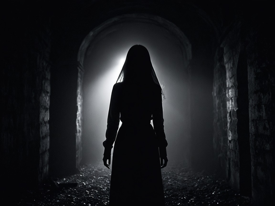 Silhouette of a figure at a dark tunnel entrance