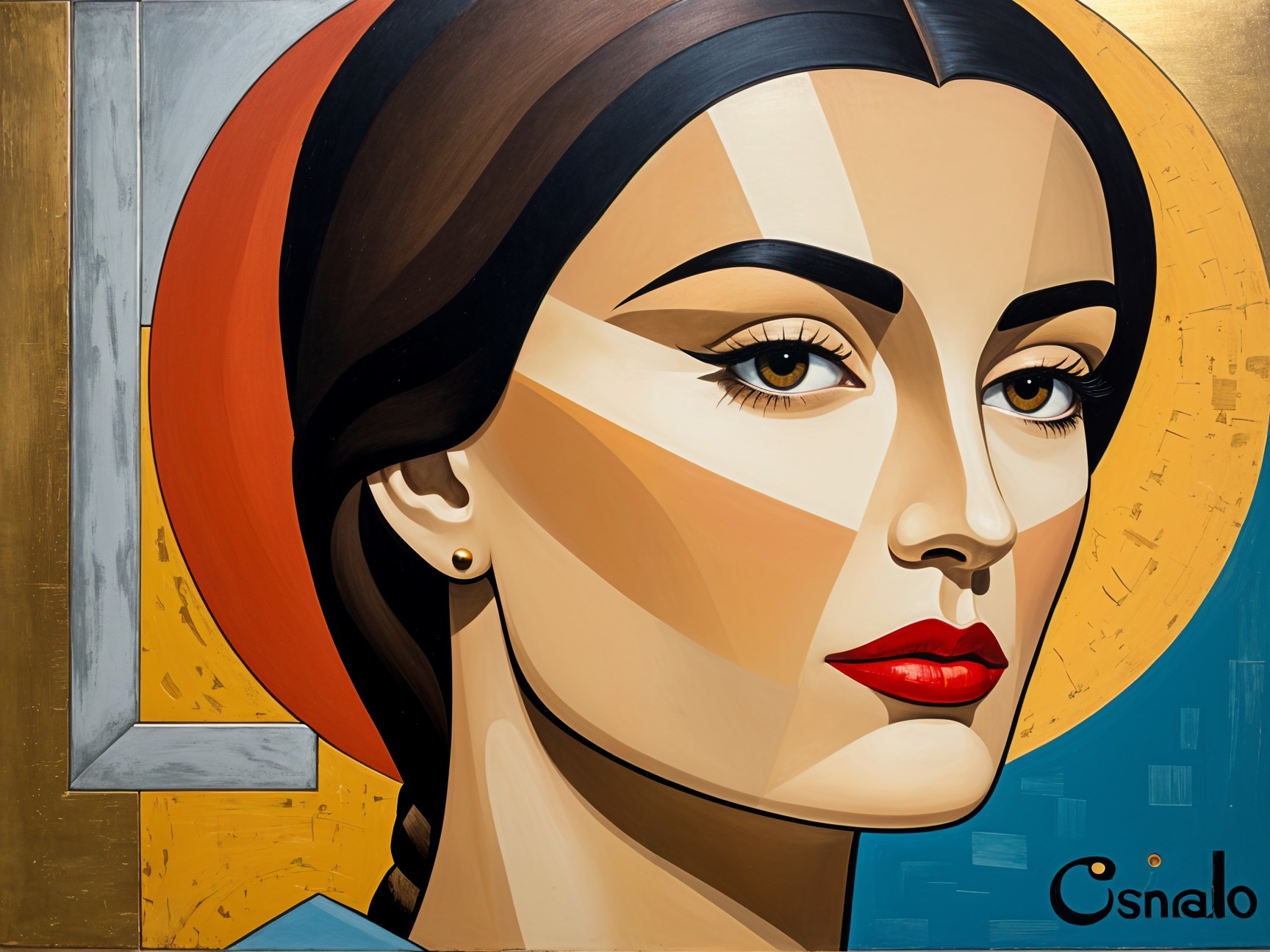 Vibrant Portrait of a Woman with Bold Features