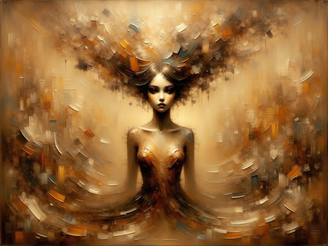 Surreal Portrait of a Woman with Abstract Forms