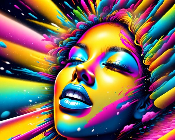 Vibrant Abstract Portrait of a Serene Woman