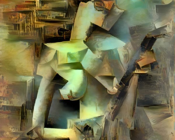 Abstract Composition with Fragmented Shapes and Colors