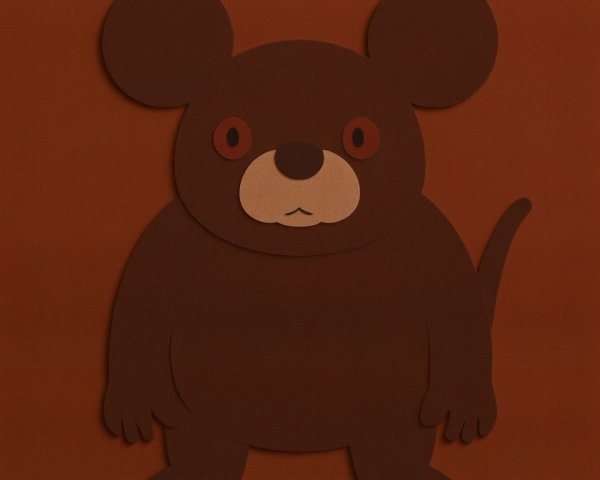 Cartoonish Bear-Like Creature on Orange Background