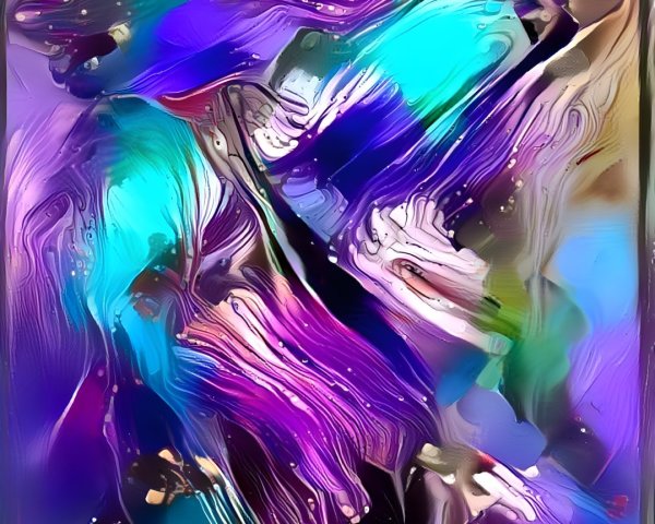 Abstract Artwork with Swirling Purple and Turquoise Colors