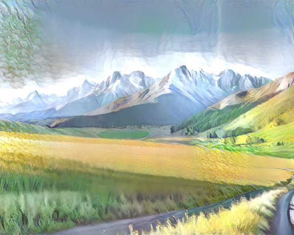Vibrant Landscape with Rolling Hills and Mountains